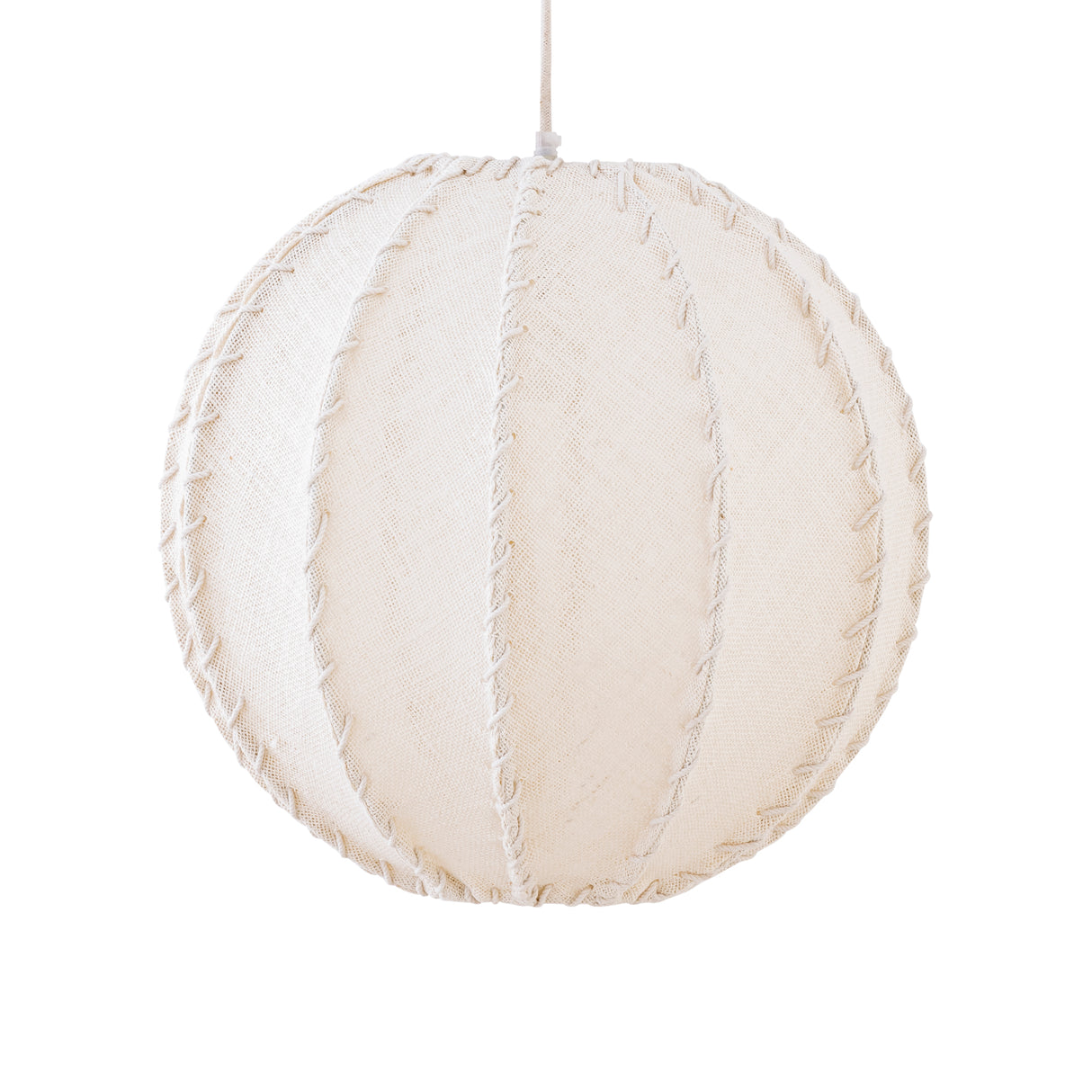 Hängelampe aus Jute und Eisen mit Cremeton und Flechtoptik in Kugelform, S – Myka | PTMD