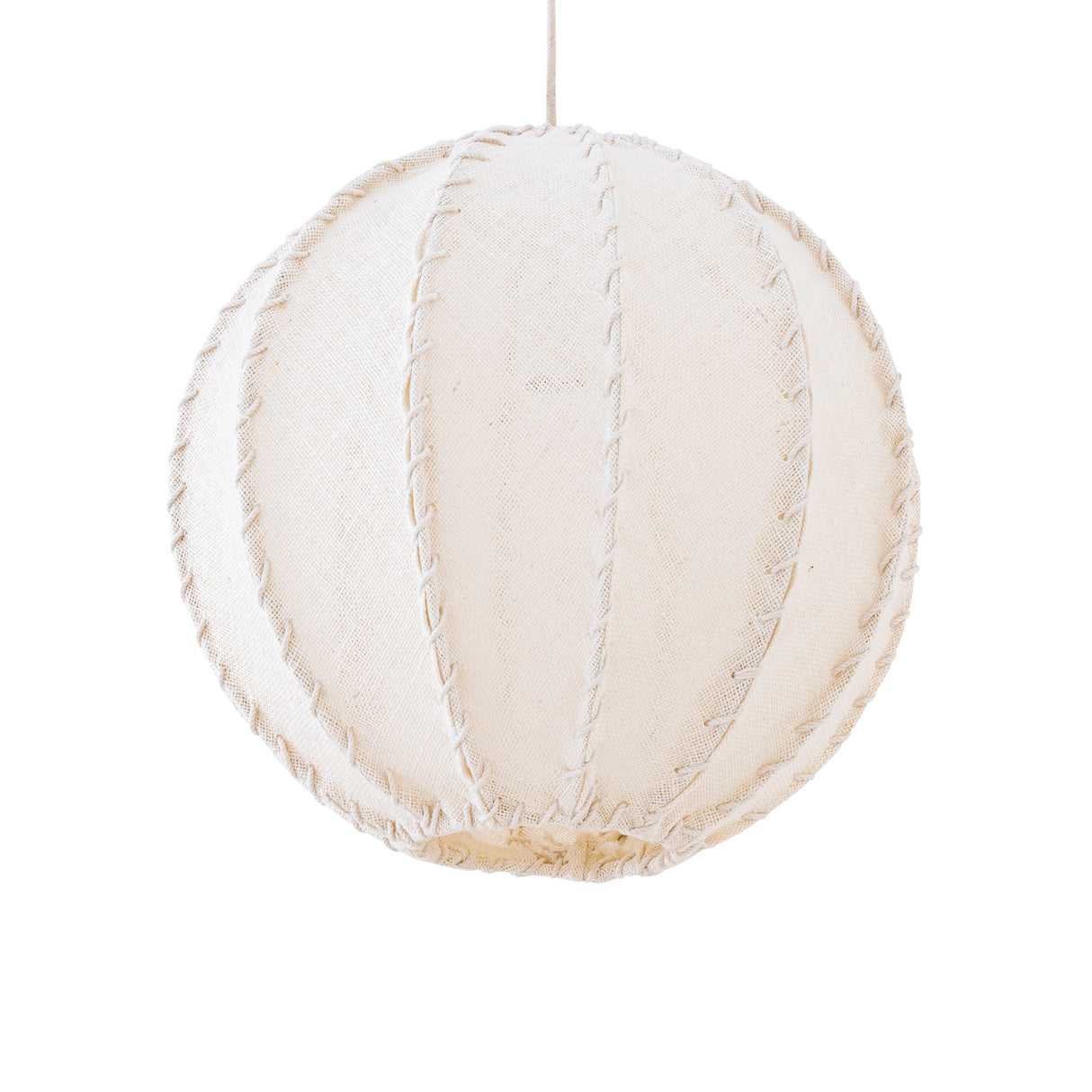 Hängelampe aus Jute und Eisen mit Cremeton und Flechtoptik in Kugelform, S – Myka | PTMD