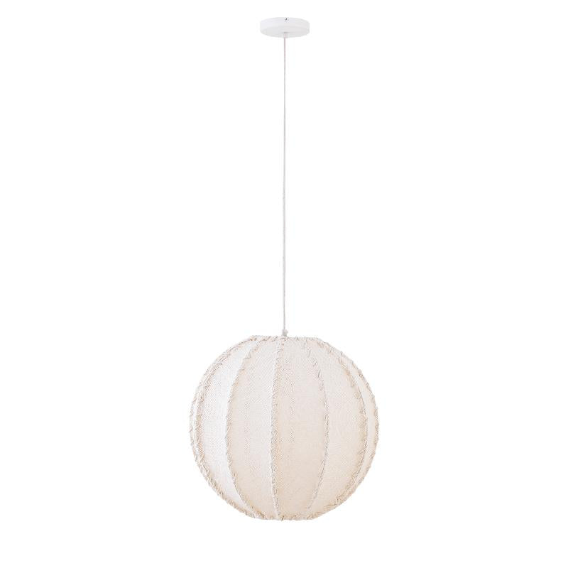 Hängelampe aus Jute und Eisen mit Cremeton und Flechtoptik in Kugelform, S – Myka | PTMD