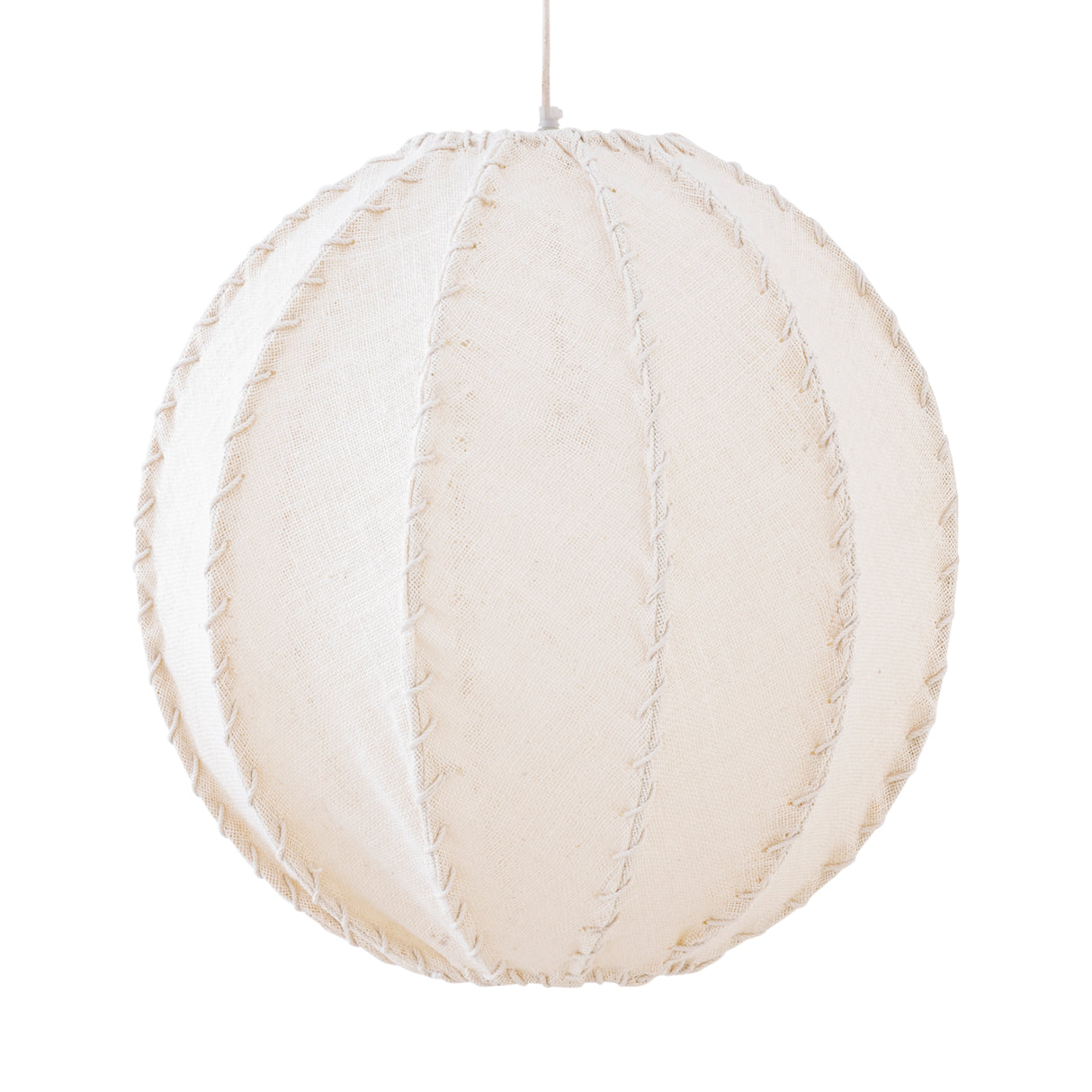 Hängelampe aus Jute und Eisen mit Cremeton und Flechtoptik in Kugelform, L – Myka | PTMD