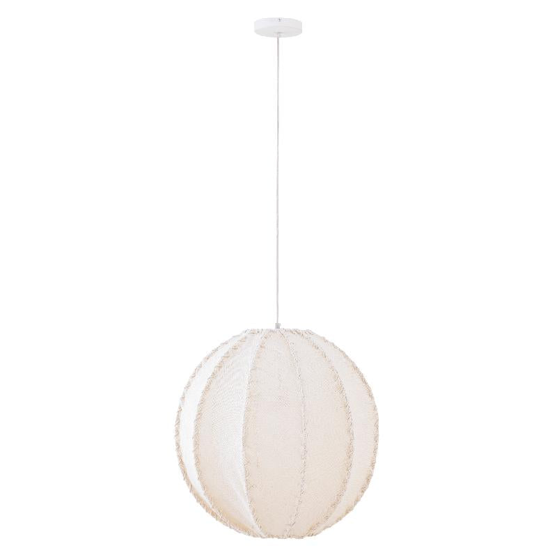 Hängelampe aus Jute und Eisen mit Cremeton und Flechtoptik in Kugelform, L – Myka | PTMD