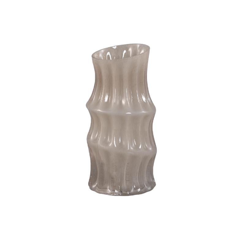 Vase - Cream-colored Glass, Angular Design, Round Shape, M - Anvi | PTMD