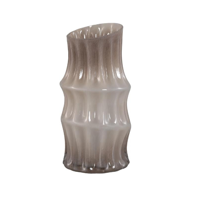 Vase - Cream-colored Glass, Angular Design, Round Shape, L - Anvi | PTMD
