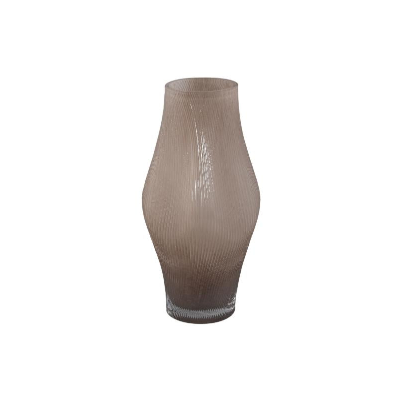 Vase – Cream-colored Glass, Wavy Design, Spiral Center, L – Caruso | PTMD