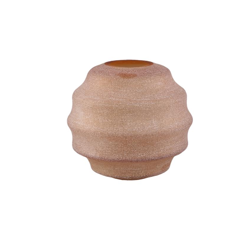 Vase – Bernsteinglas, Geschichtete Oberfläche, Runde Form, Niedrig – Elladie | PTMD