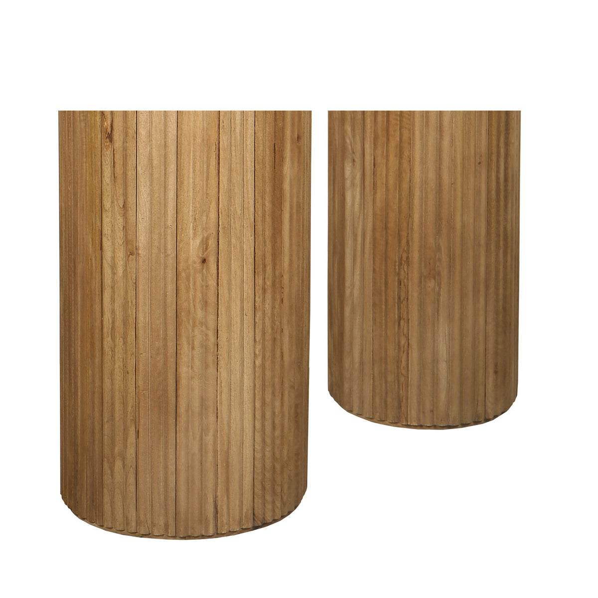 Säule – Geriffeltes Design, Mangoholz, Sockel Form, Natur – Jerra | PTMD