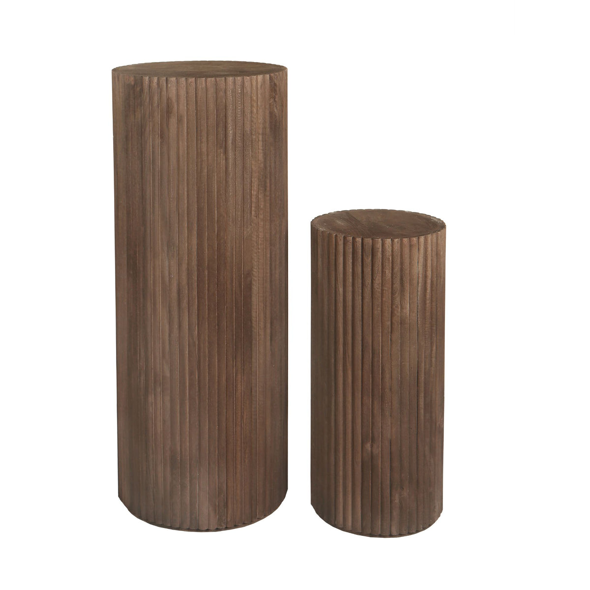 Column Mango Wood, Wood Body, Ribbed, Dark Brown – Jerra | PTMD