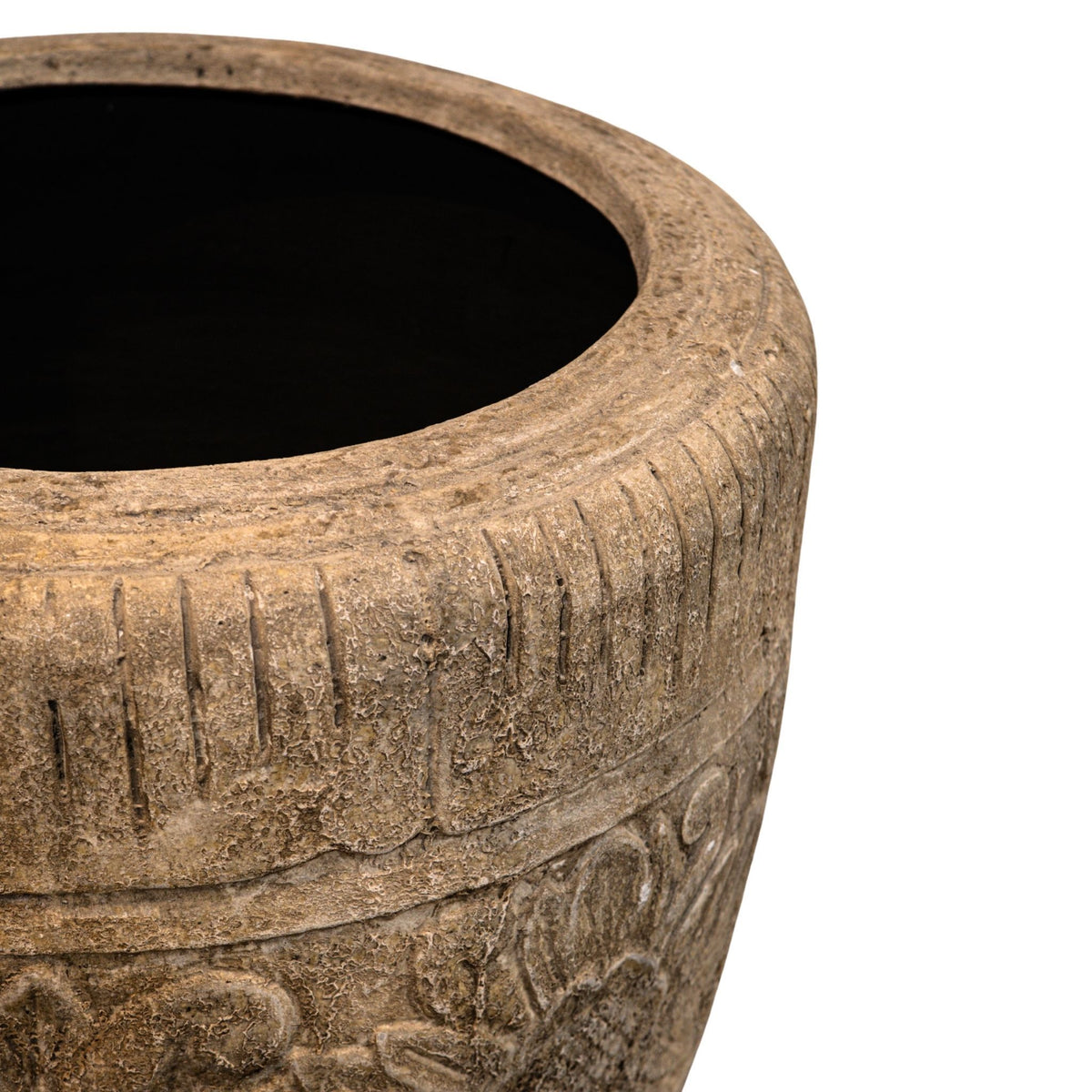 Pot – cream-colored surface, floral pattern, round shape, S – Sasha | PTMD