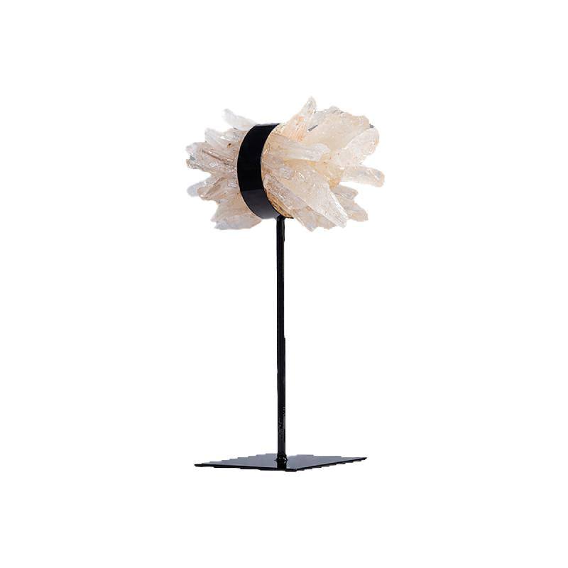 Decorative Statue – Quartz Mineral Stone, Abstract Cluster Shape, Iron Metal Base, M – Yerin | PTMD