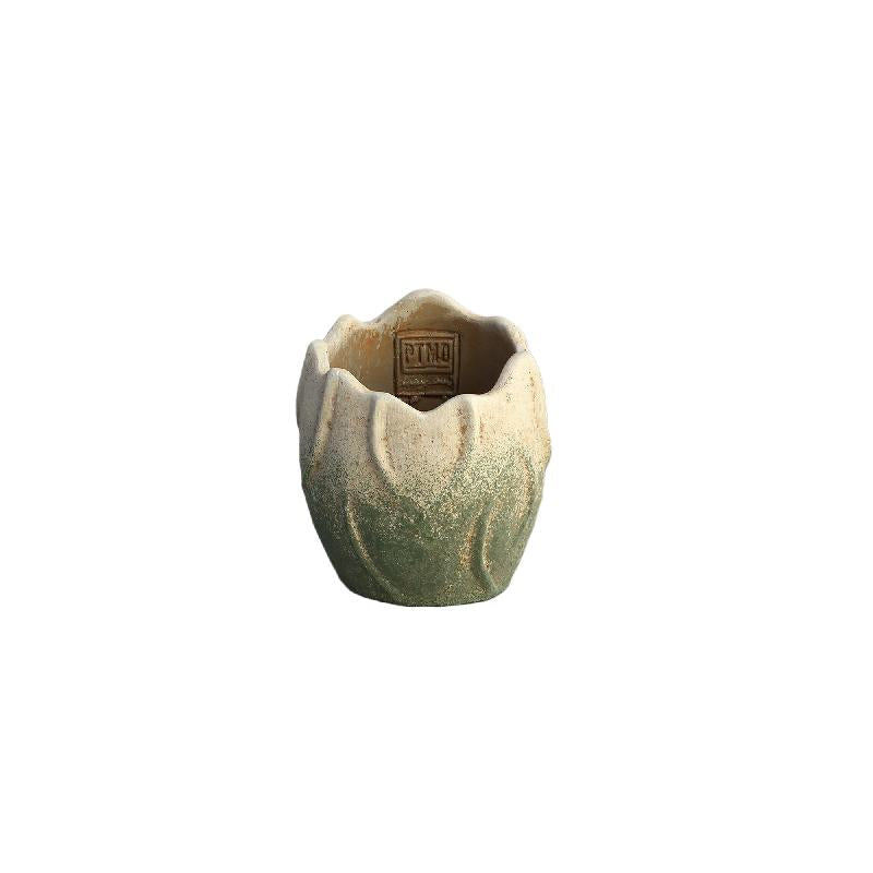 Flowerpot - Cement, Wave Pattern, Round Shape, Green Color, XS – Ryla | PTMD