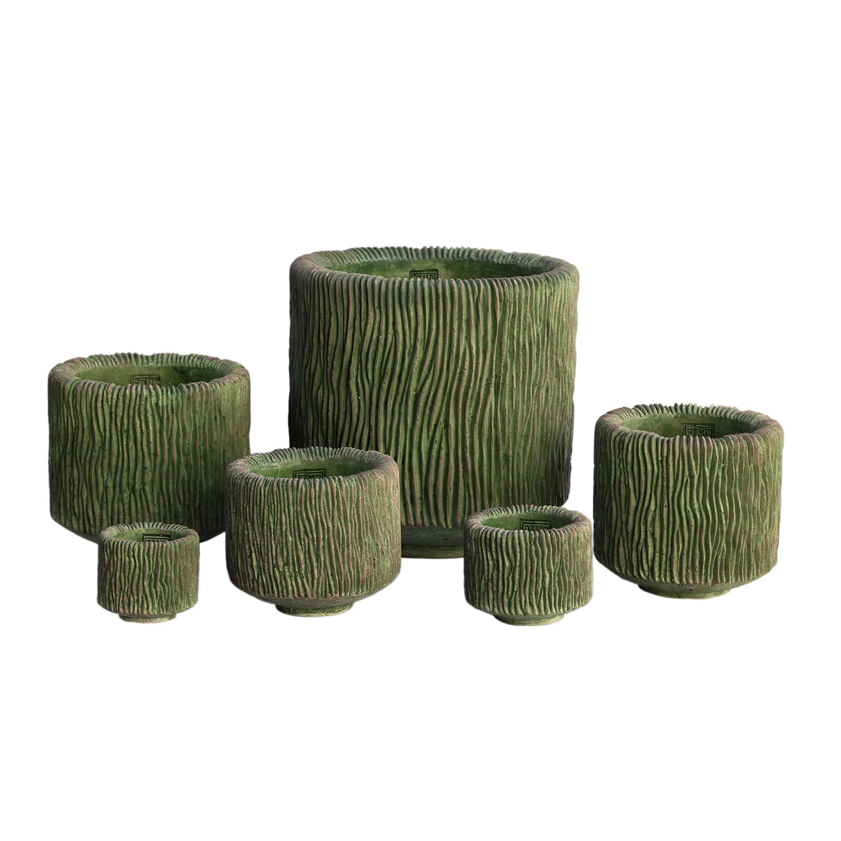 Plant pot – Round shape, Stripe pattern, Moss green color, Large shape – Jacyln | PTMD