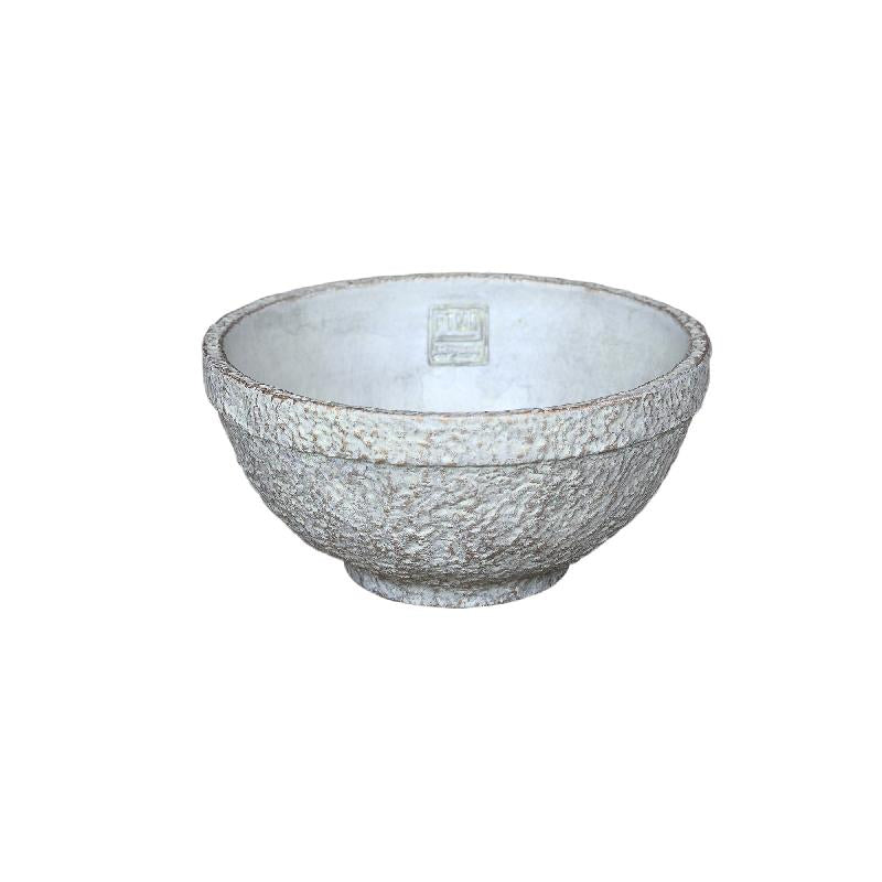 Schale - Zement, runde Form, antikes Design, Creme, M – Denson | PTMD