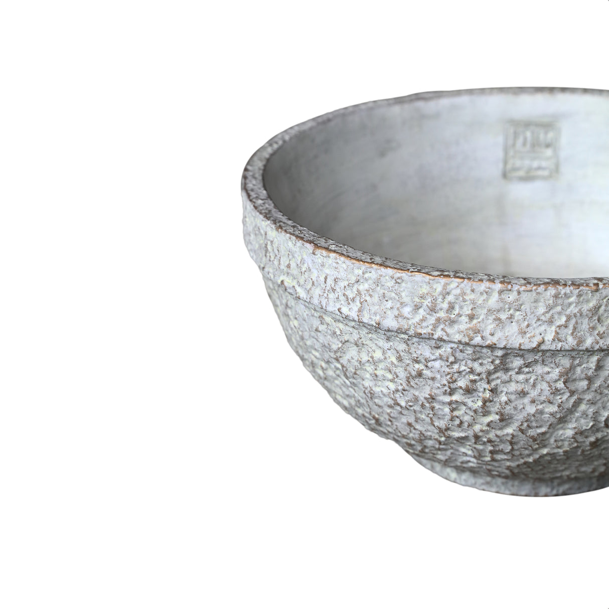 Bowl - Cement, round shape, antique design, cream, handmade, L – Denson | PTMD
