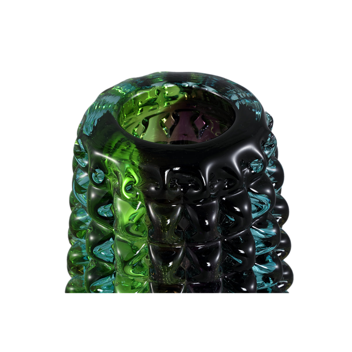 Vase – Massivglas, Grünes Finish, Stacheldesign, M - Yalexa | PTMD