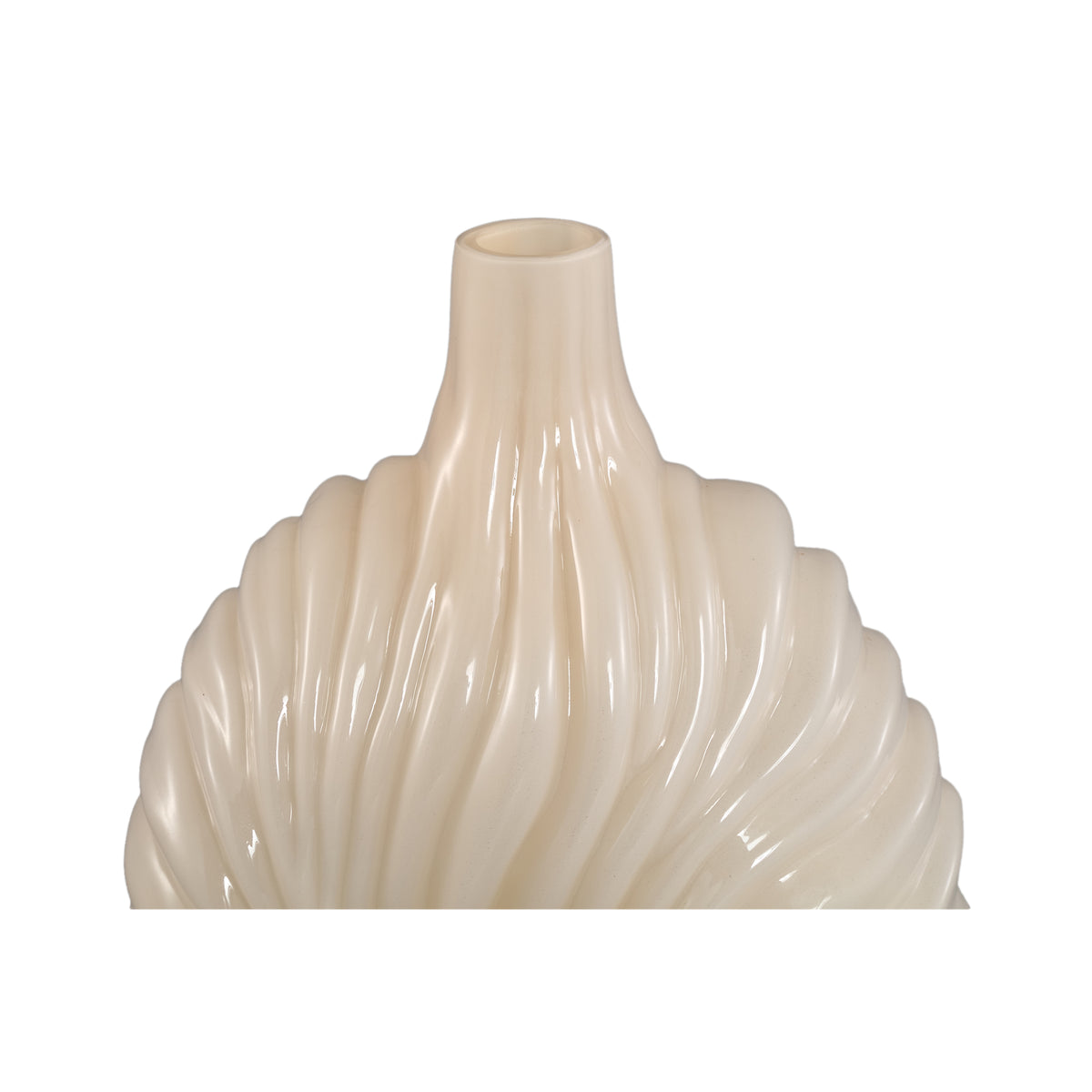 Vase – Cream-colored Glass, Ribbed Surface, Tall – Kelline | PTMD