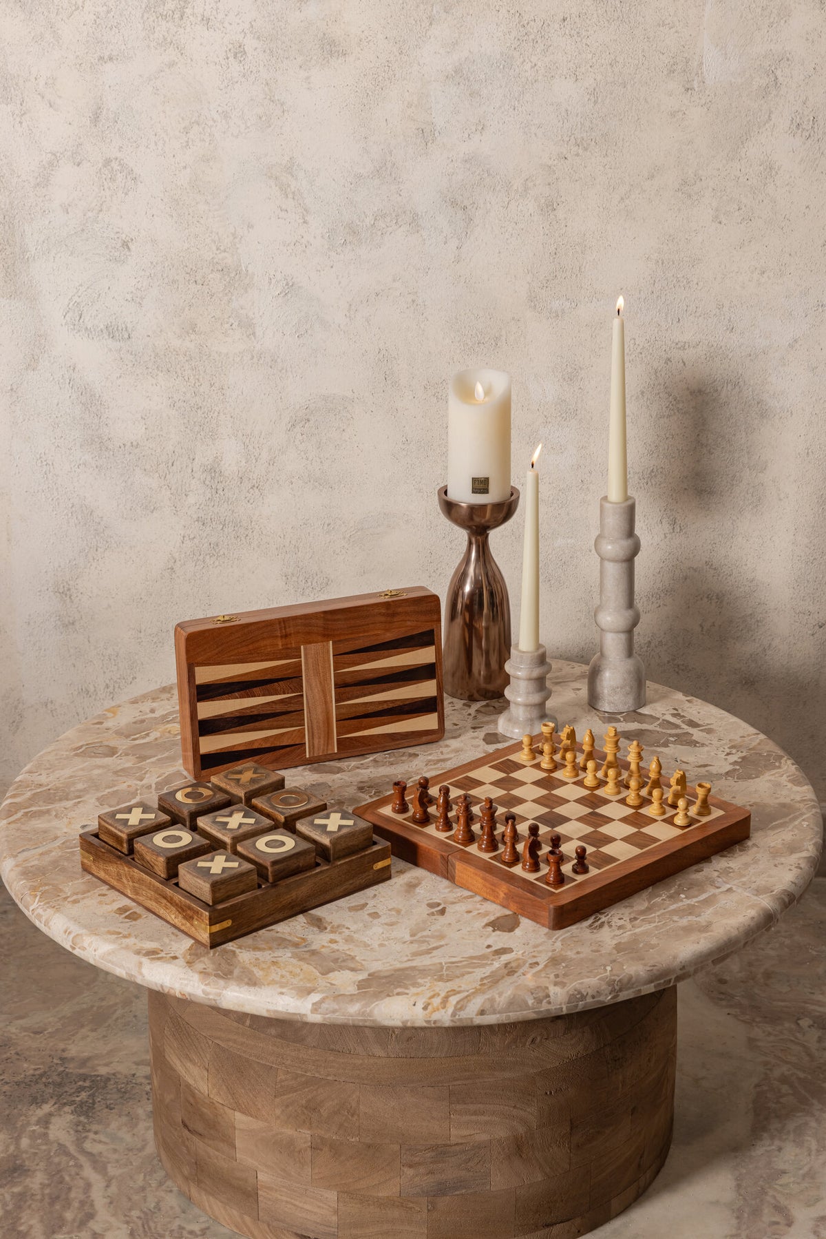 Tic-Tac-Toe – Mangoholz, Dunkelbraunes Finish - Elani | PTMD