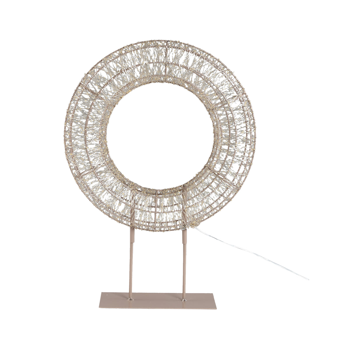 LED-Kranz – Champagnergold, LED-Beleuchtung, mit Standfuß, S - Lexis | PTMD