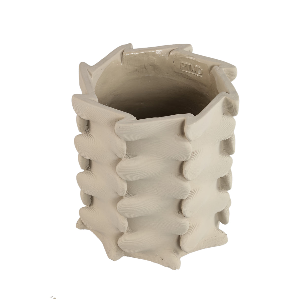 Flowerpot - Beige Color, Three-Dimensional Expansion Design, Cement Material, M - Norma | PTMD