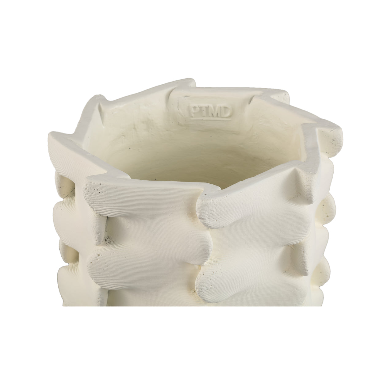 Flower Pot – White Color, Three-Dimensional Expansion Design, Cement Material, M – Norma | PTMD