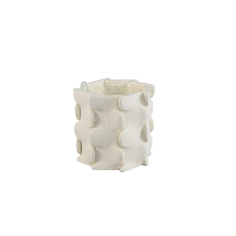 Flower Pot – White Color, Three-Dimensional Expansion Design, Cement Material, M – Norma | PTMD