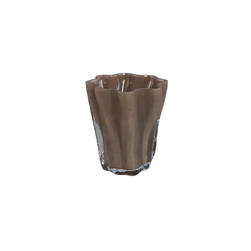 Tealight Holder - Glass Material, Irregular Shape, Taupe Color - Rilie | PTMD