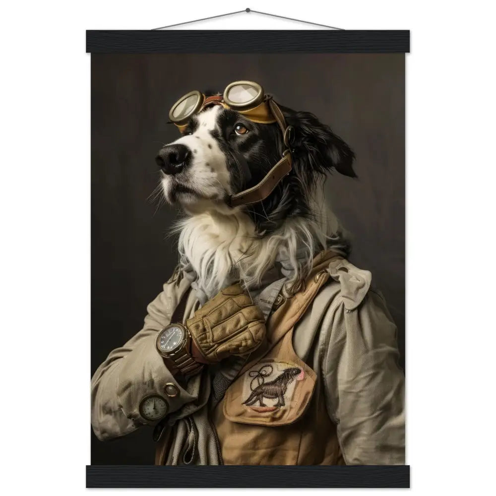 Schoolposter - Neufundländer, Steampunk-Outfit, Magnet-Holzleisten | St Tropez Art