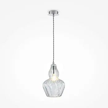 Pendant light with nickel finish and clear glass in modern design – Eustoma | Maytoni