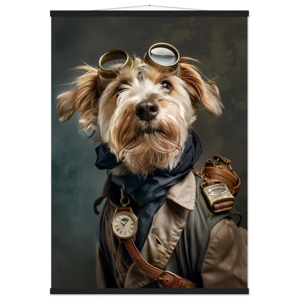 School Poster - Norfolk Terrier, Steampunk Outfit, Magnetic Wooden Strips | St Tropez Art