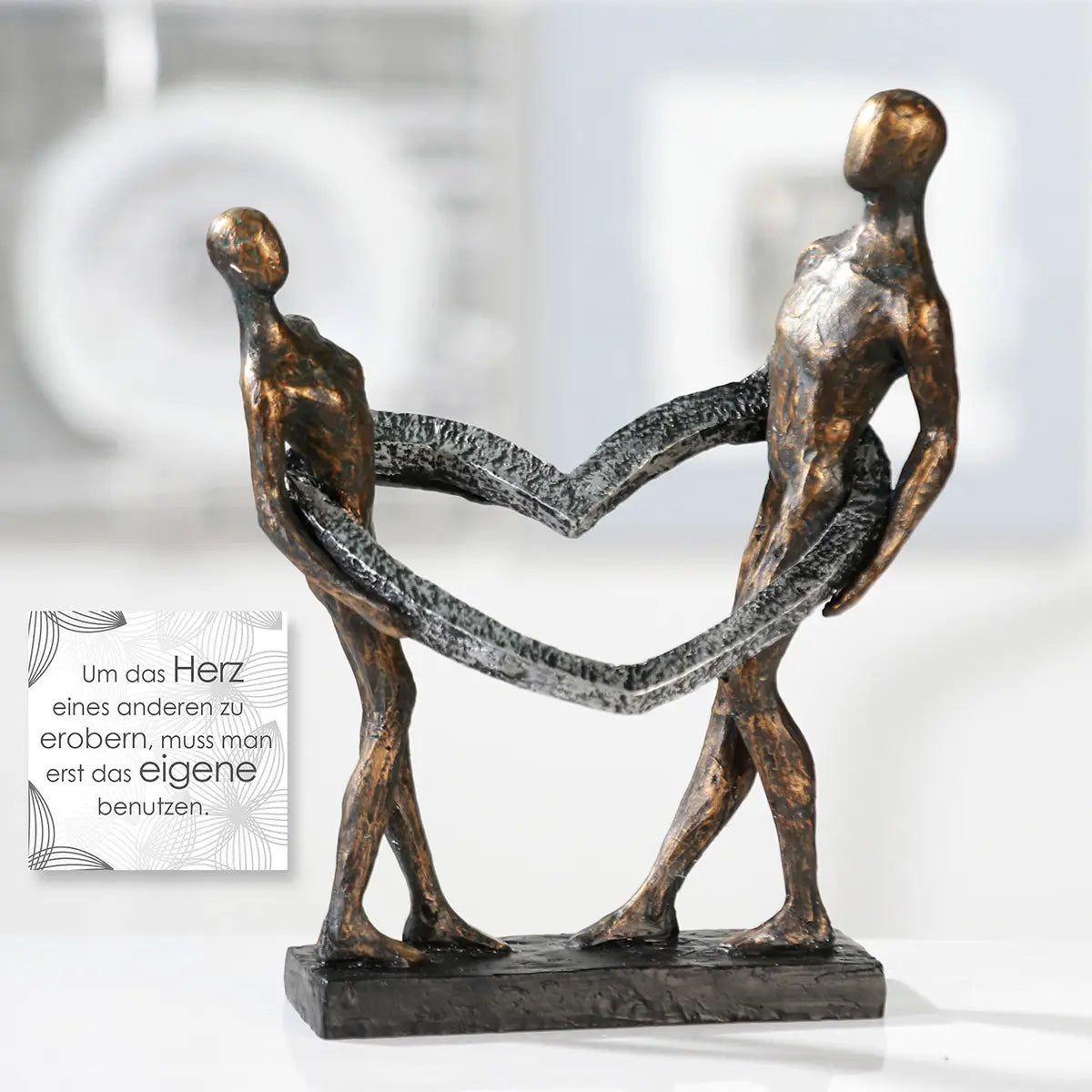 Skulptur – Mattes Kunstharz, Strukturierte Oberfläche, Herz Motiv, 31 cm - Connected | Gilde