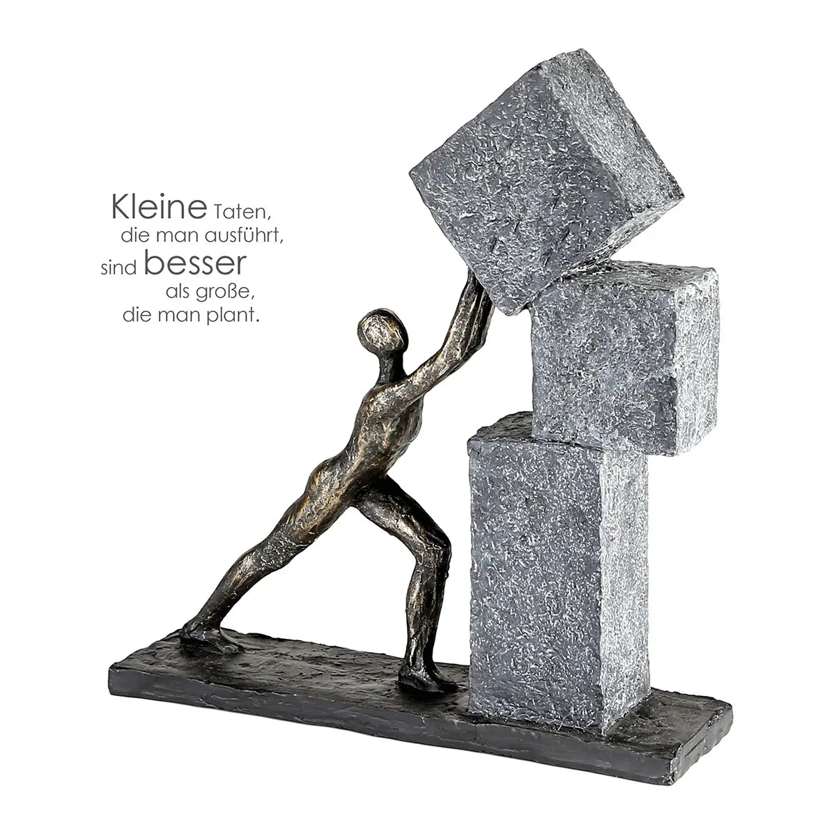 Skulptur – Strukturiertes Kunstharz, Bronze Grau, Mann Motiv, 30.5 cm - Stacking | Gilde