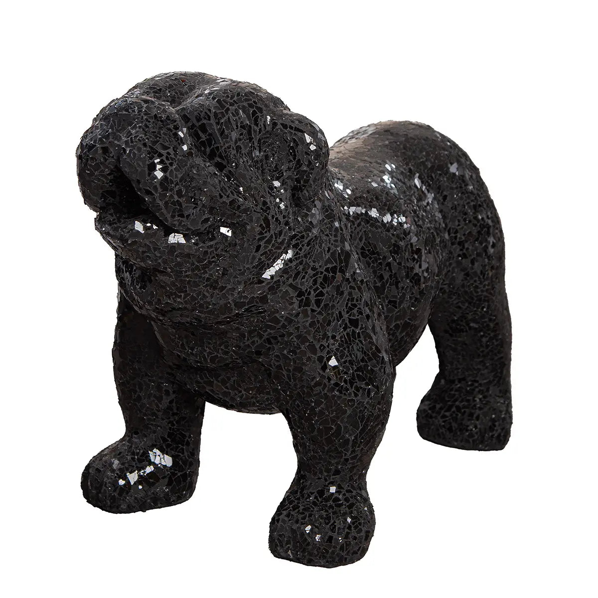 Dekofigur – Glänzendes Fiberglas, Kristallglas Akzente, Bulldoggenform, 42 cm - Black Disco | Gilde