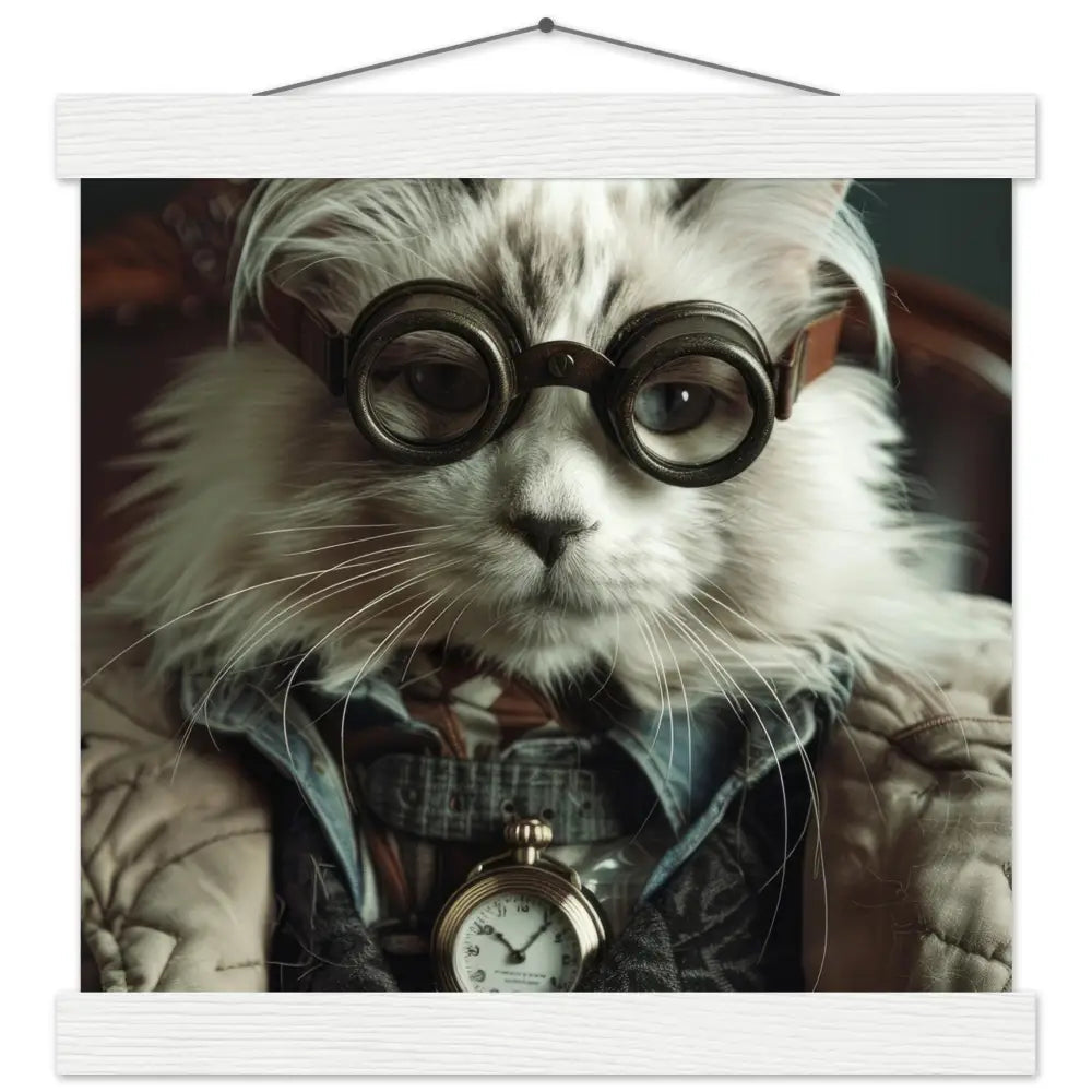 Schulposter – Türkische Angorakatze, Steampunk-Outfit, Brille | St Tropez Art
