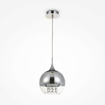 Pendelleuchte mit Nickel - Metallrahmen, klarem Glas und Kristallakzenten im luxuriösen Design – Fermi | Maytoni - Esszett Luxury | Stilvolles Wohnen mit Charakter