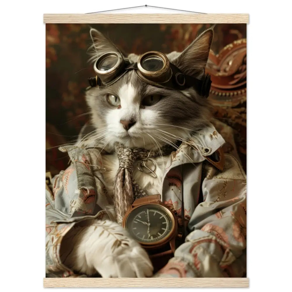 School poster - Chartreux Steampunk Illustration magnetic pine wood strips matte heavy paper | St Tropez Art