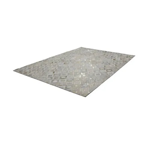 Lederteppich – Echtes Leder, Goldene Applikationen, Geometrisches Muster, 120 x 170 cm - Spark 110 | Kayoom