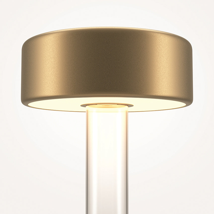 Akku-Tischleuchte – Goldene Oberfläche, Glassockel, Aluminiumschirm - AI Collaboration | Maytoni