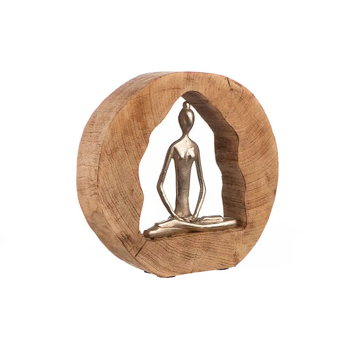 Skulptur – Aluminium Holz, Antikes Finish, Yoga Motiv, 27 cm - Health | Gilde