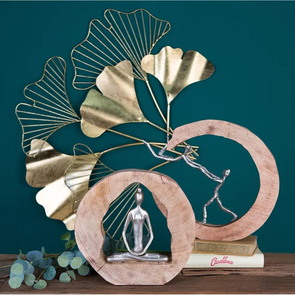 Skulptur – Aluminium Holz, Antikes Finish, Yoga Motiv, 27 cm - Health | Gilde