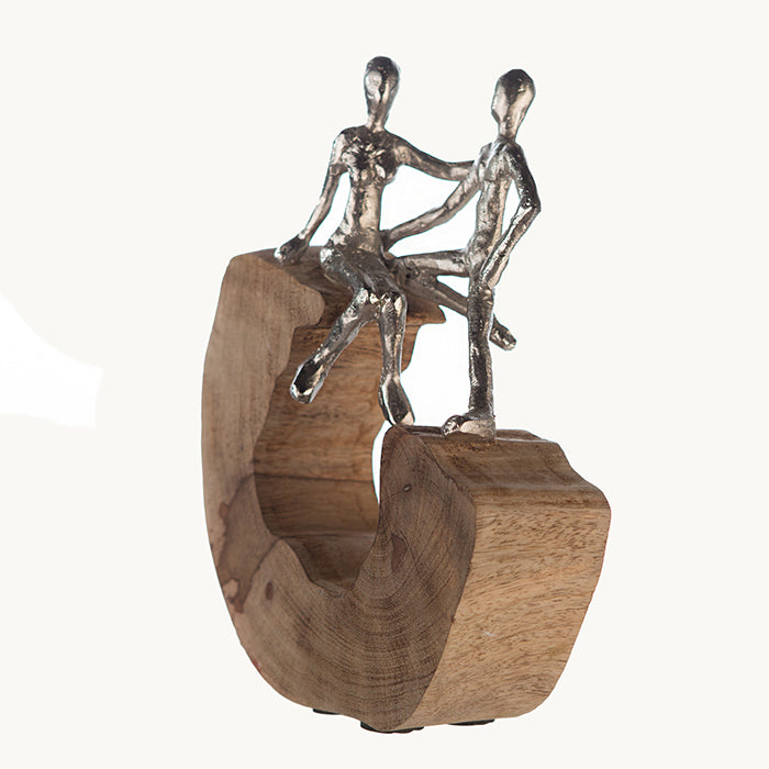 Skulptur – Aluminium Figur, Antik Finish, Paar Motiv, 27cm Höhe - Secure | Gilde