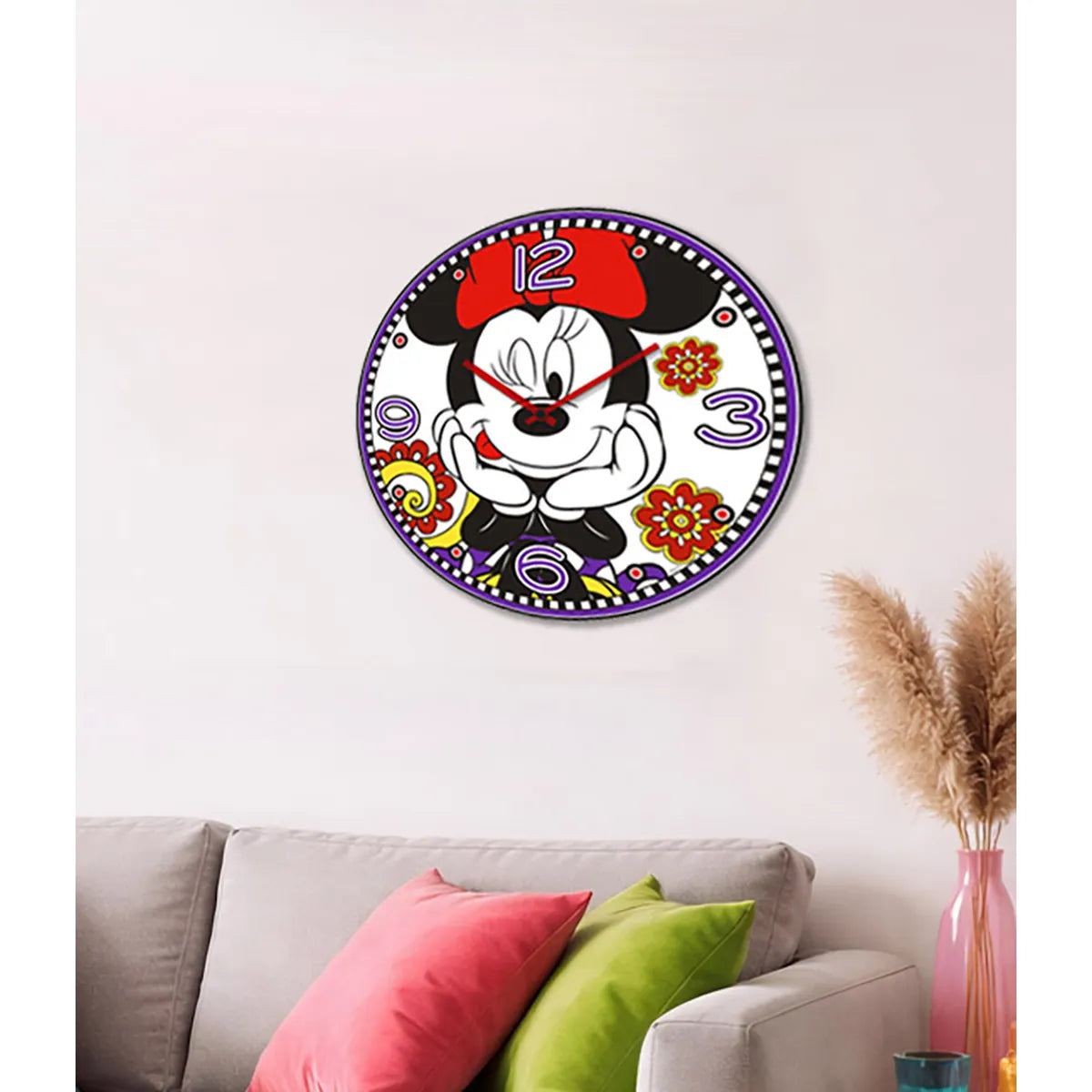 Wanduhr – Kunststoff Oberfläche, Blumen Muster, Schleifen Design - Minnie | Gilde