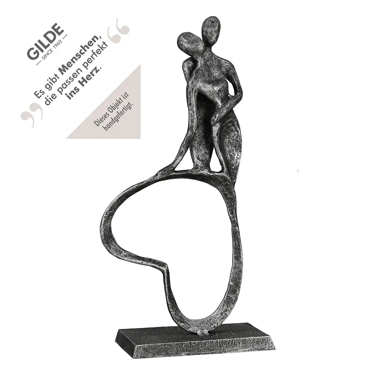 Herzskulptur – Antikes Eisen, Matte Struktur, Paarmotiv, 23 cm - Stand by me | Gilde