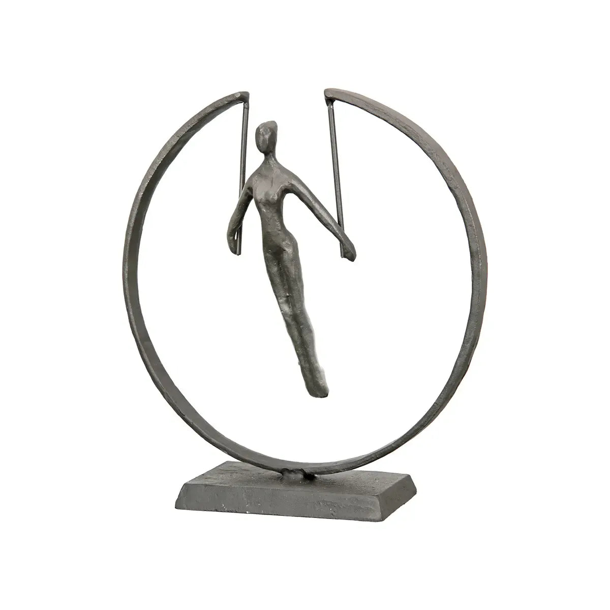 Skulptur – Eisenoptik, Kreisrahmen Design, Strukturierte Oberfläche, 21 cm - Gymnast | Gilde