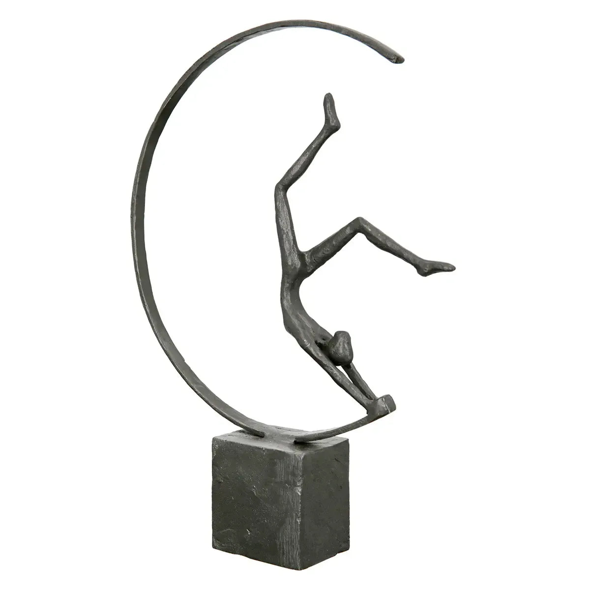 Skulptur – Eisenoptik, Kreisrahmen Design, Blocksockel Basis, 29 cm - Gymnast | Gilde