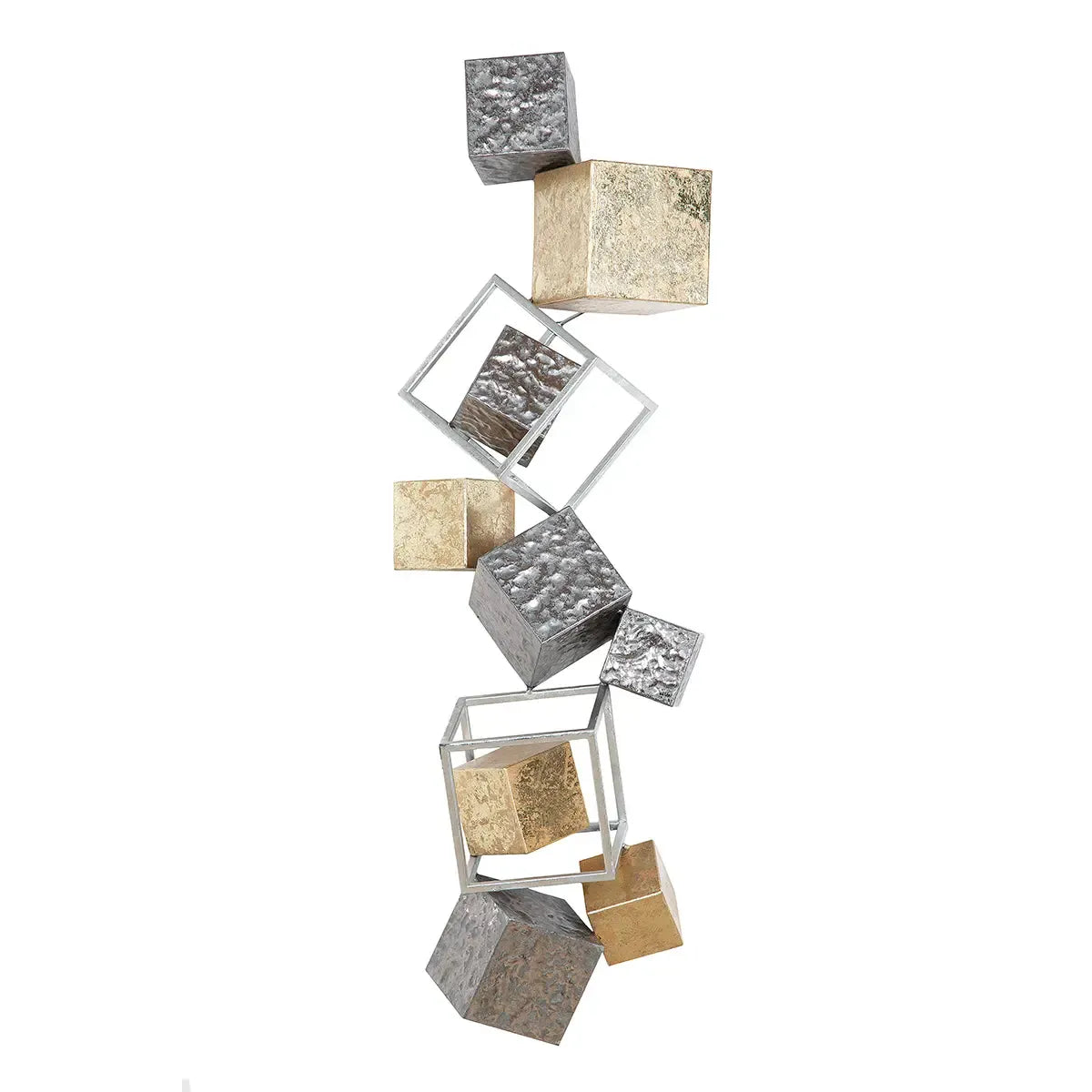 Wandrelief – Goldfarbenes Metall, Anthrazitfarbenes Metall, Gehämmert Optik, 92.1 cm - Cubes | Gilde