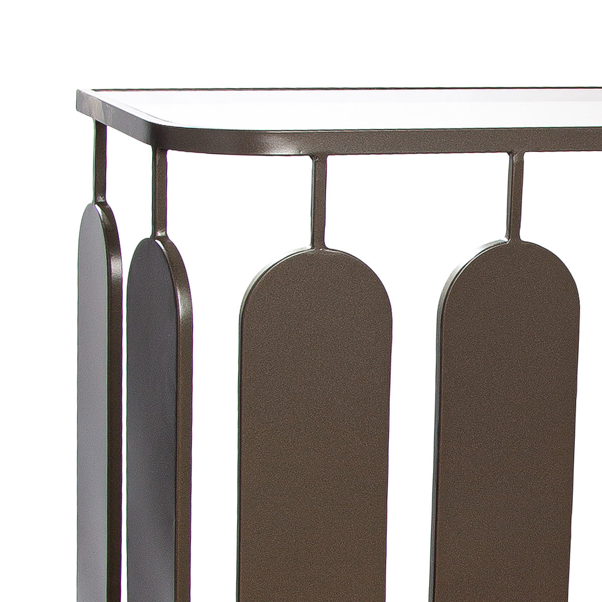 Sideboard – Metallische Optik, Anthrazitfarbenes Metall, Glaseinsatz Platte - Zulu | Gilde