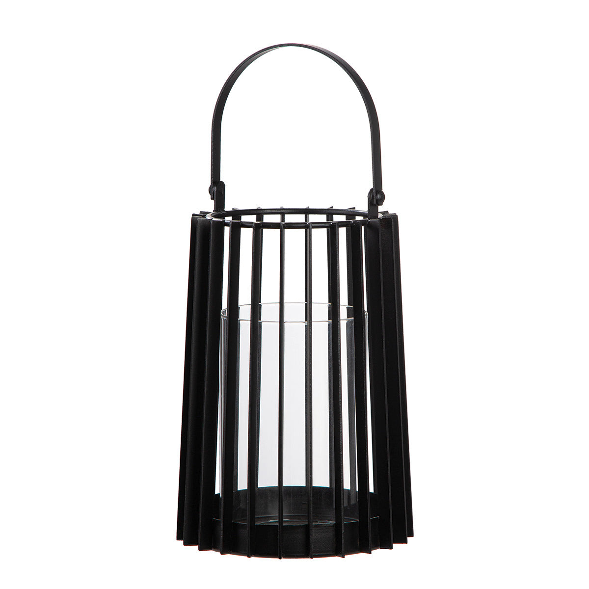 Windlicht – Schwarzes Metall, Mattes Finish, Bügelgriff Design, 32cm Höhe - Porta | Gilde