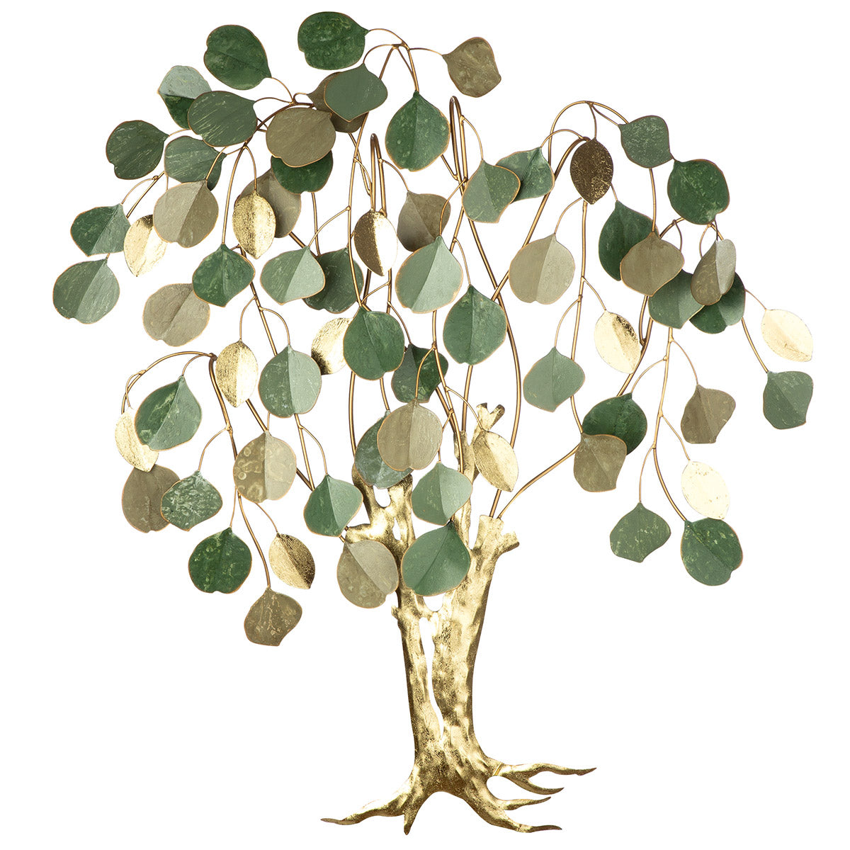 Wandrelief – Goldgrüne Blätter, Metallische Optik, Baummotiv Design - Golden Oak | Gilde