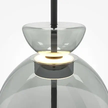 Pendant Lamp Matte Black Metal Frame Smoke Grey Oval Glass LED 12W 3000K – Bangkok | Maytoni