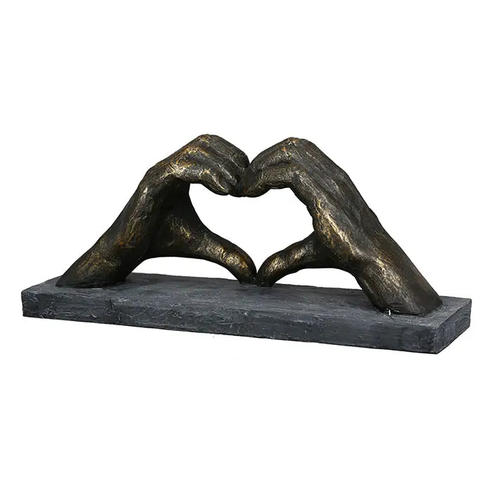 Skulptur – Strukturierte Oberfläche, Bronzefarbene Gestaltung, Herzförmiges Motiv, 36 cm - Herz aus Händen | Gilde