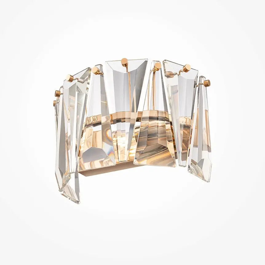 Wall light with gold-colored metal frame and crystal glass panels – Puntes | Maytoni